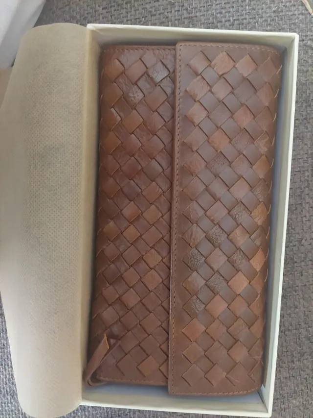 Cartera Billetera piel mujer Trenzado Marrón