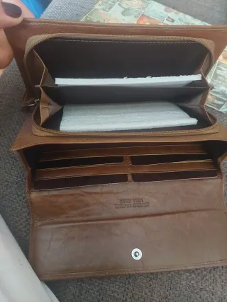 Cartera Billetera piel mujer Trenzado Marrón