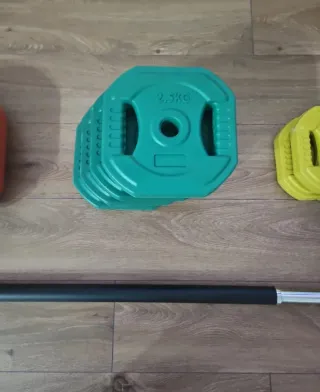 Kit Pesas 32kg + Barra 140cm