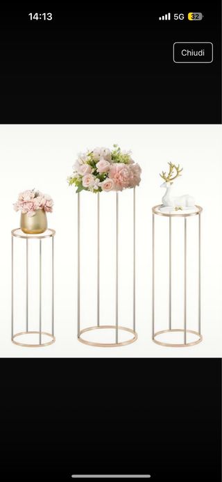 Set 3 Alzatine Acciaio Dorato