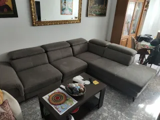 Chaise longue de tela gris