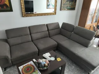 Chaise longue de tela gris