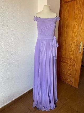 Vestido Matilde Cano Morado Talla 40 Nuevo