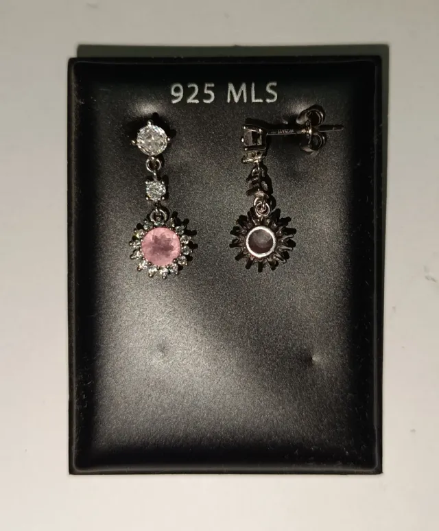 Pendientes Plata 925 MLS Piedra Rosa