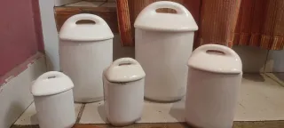 Antiguo Juego 5 Tarros Cocina Checoslovaquia