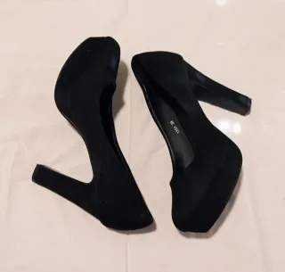 Zapatos tacón plataforma negros talla 38