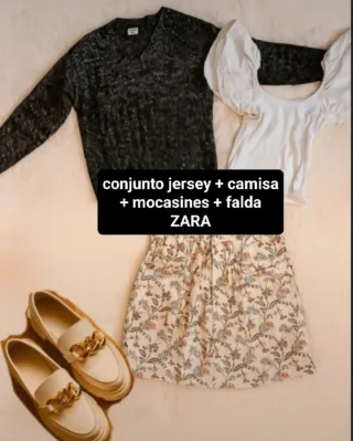 Conjunto Falda Zara S + Camiseta Blanca Zara