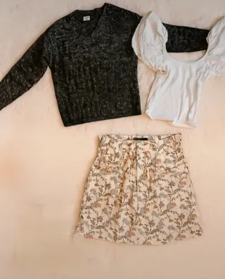 Conjunto Falda Zara S + Camiseta Blanca Zara