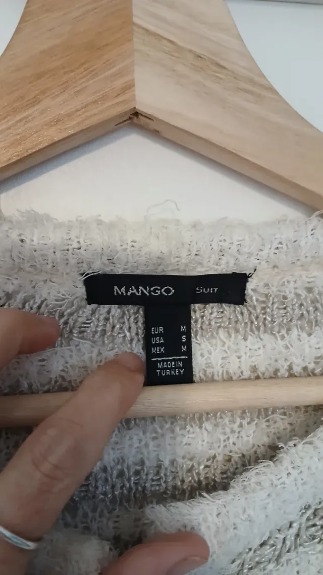 Chaqueta Mango Rayas Blanco y Gris