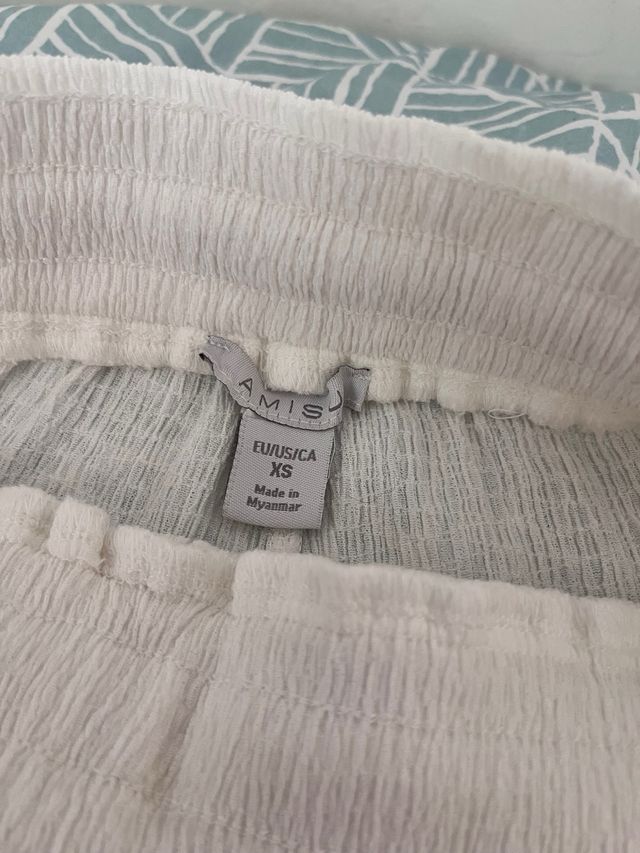 Pantalón blanco lino rugoso