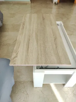 Mesa de centro elevable madera y blanca