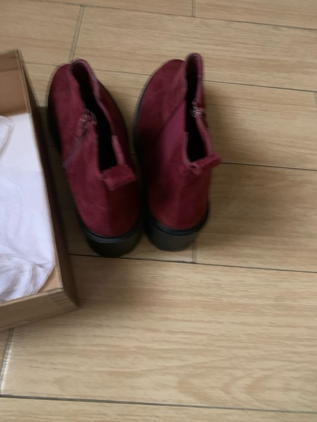 Botines granate tacón ancho plataforma