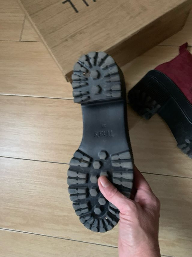 Botines granate tacón ancho plataforma