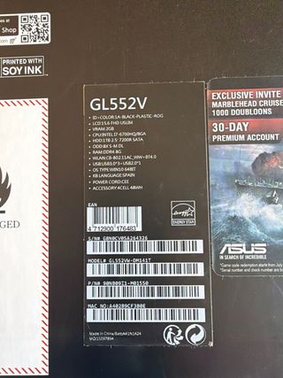 Portátil Asus ROG GL552VW GTX 960M / 8GB / 1TB HDD