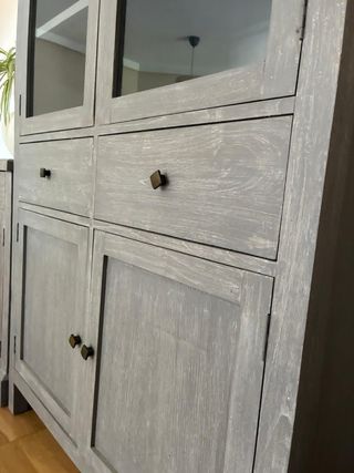 Vitrina BANAK gris con puertas de cristal