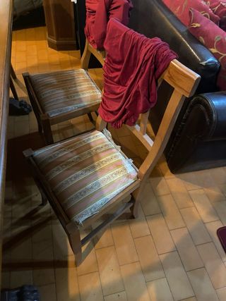 Set 6 Sedie Legno con Seduta Tessuto