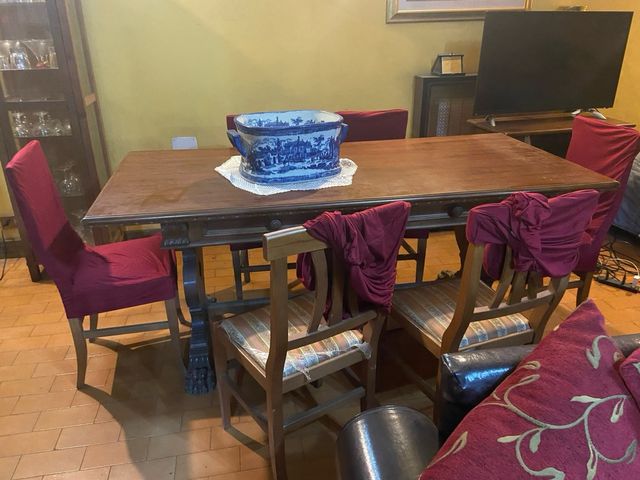 Set 6 Sedie Legno con Seduta Tessuto