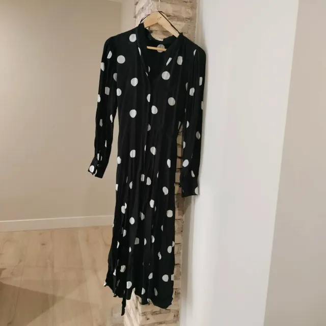 Vestido Mango lunares negro y blanco