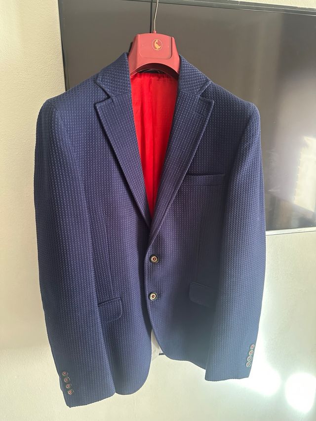 Casaco Americano El Ganso azul com forro vermelho