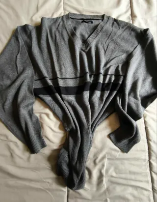 Jersey cuello pico rayas gris Vestir  Talla 52/54
