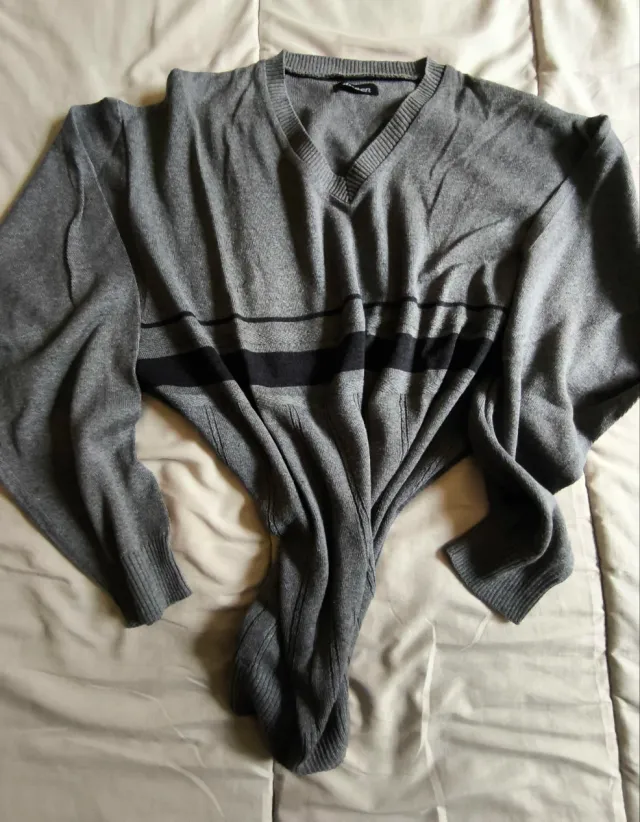 Jersey cuello pico rayas gris Vestir  Talla 52/54