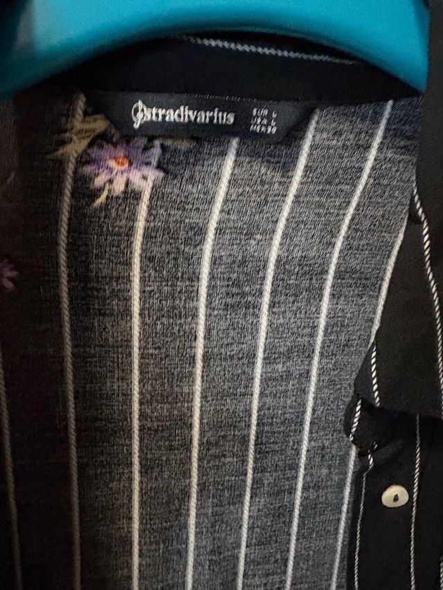 Vestido camisero rayas y flores Stradivarius T.M