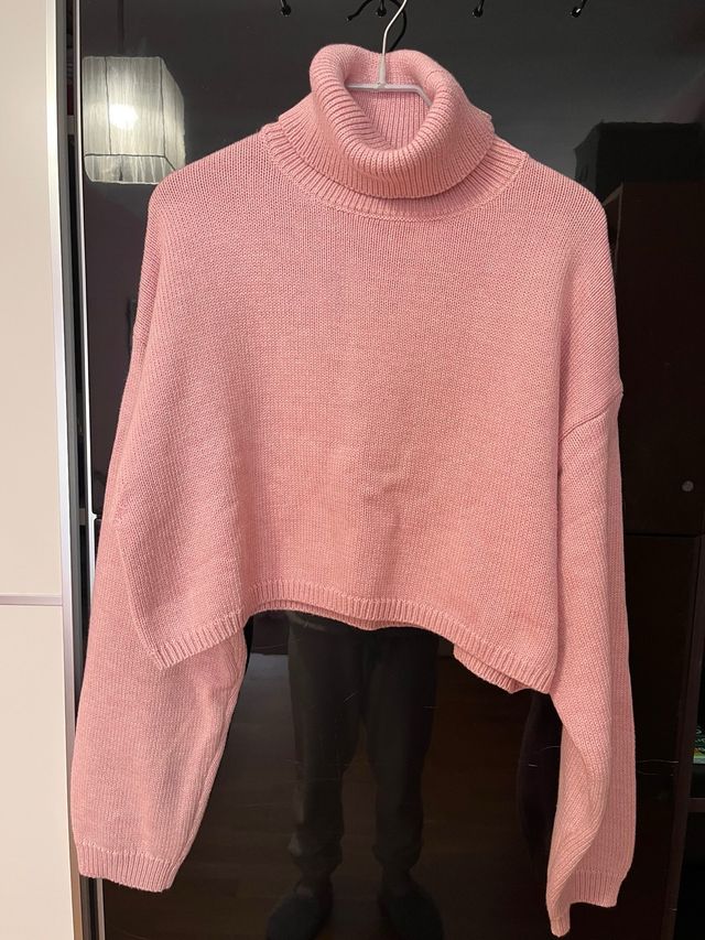 Jersey cuello alto rosa talla M