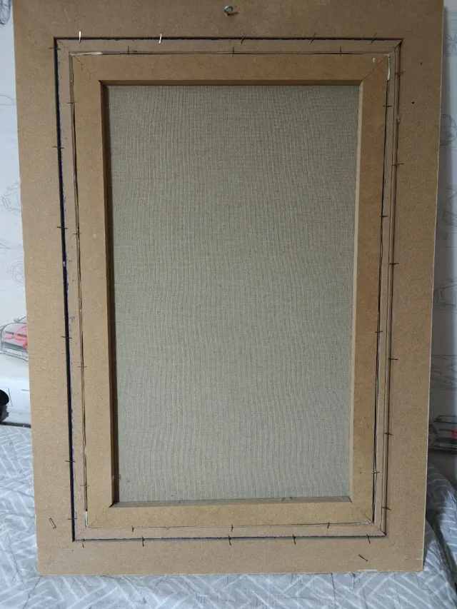 Cuadro floral morado y beige