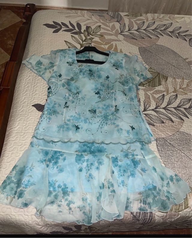 Conjunto 2 piezas floral azul