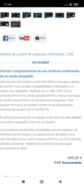 Radio Pantalla 2DIN Alpine IVE-W530BT