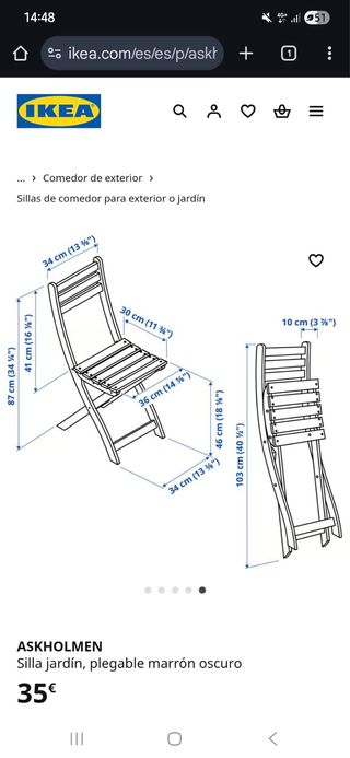 Conjunto mesa y sillas madera plegables
