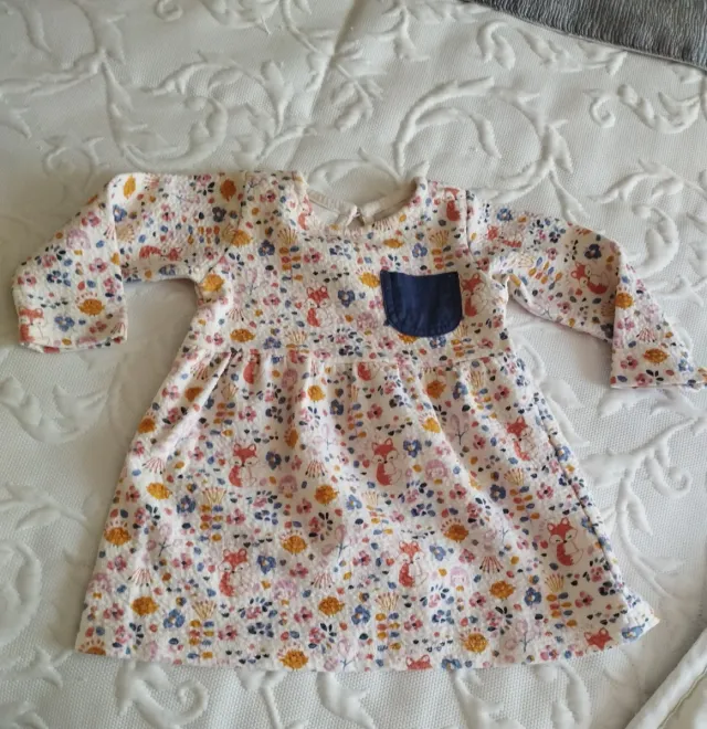 Vestido bebé 9/12 meses estampado zorros