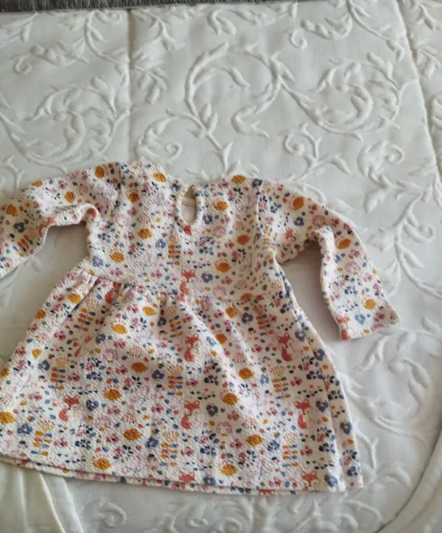 Vestido bebé 9/12 meses estampado zorros