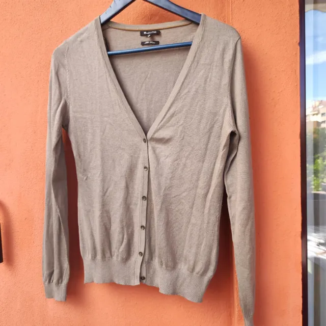 Massimo Dutti Chaqueta Punto Marrón Talla M
