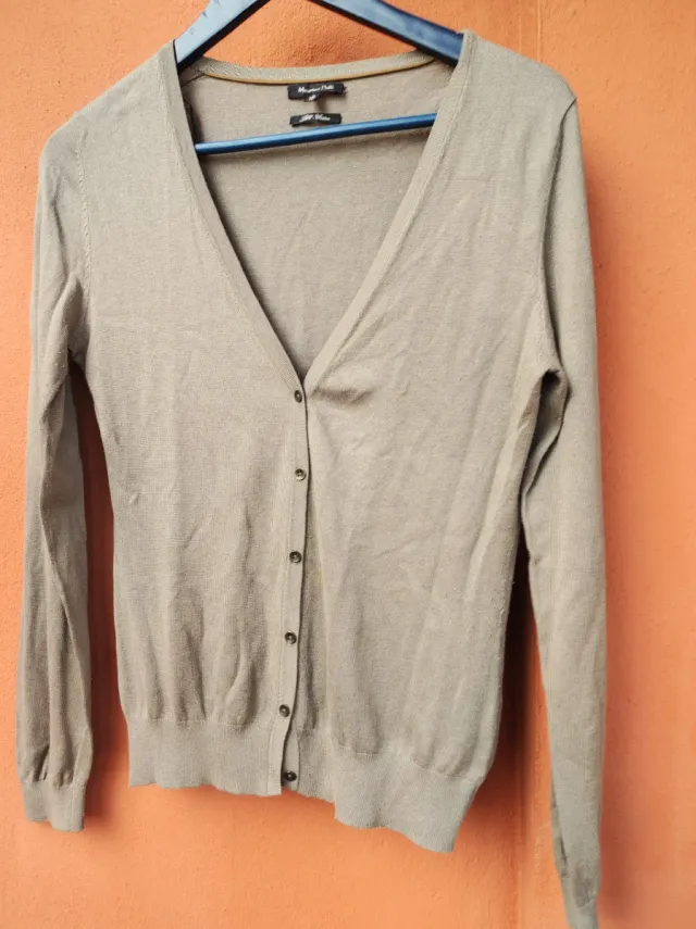 Massimo Dutti Chaqueta Punto Marrón Talla M
