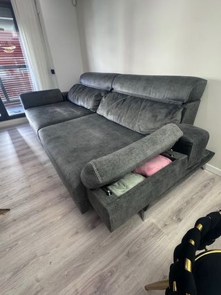 Sofá 3 plazas 3m extensible gris verdoso