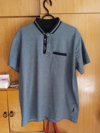 Polo Amerda manga corta gris/azul Talla M