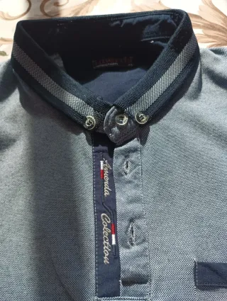 Polo Amerda manga corta gris/azul Talla M