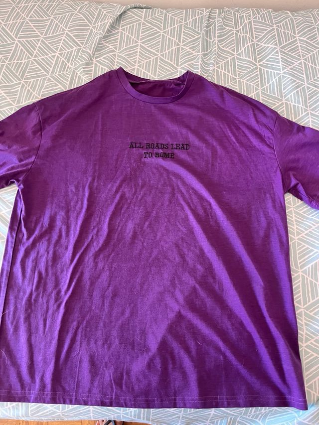 Camiseta oversize morada Shein All Roads Lead to R