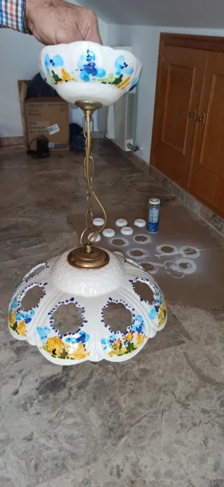 Lámpara cerámica colgante decorada