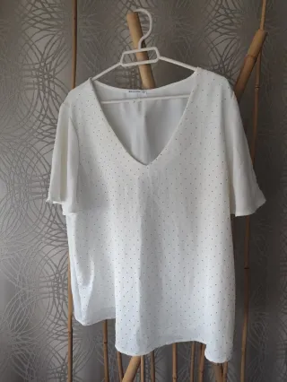Blusa Encuentro blanca con pedrería Talla L