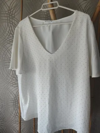 Blusa Encuentro blanca con pedrería Talla L