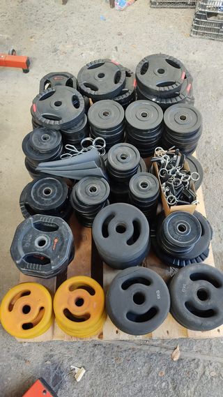 Lote 167 discos de pesas (401kg) con soporte 810€