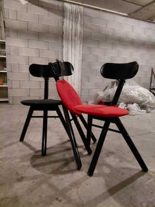 Set 6 Sedie Pieghevoli Nere e Rosse
