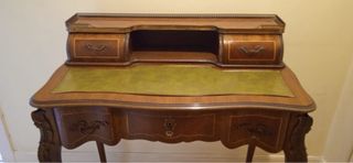 Tocador escritorio madera y piel