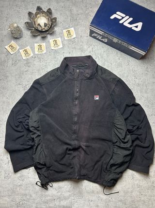 Fila Fleece Black Jacket Full-Zip Vintage Y2K