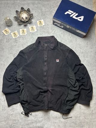 Fila Fleece Black Jacket Full-Zip Vintage Y2K