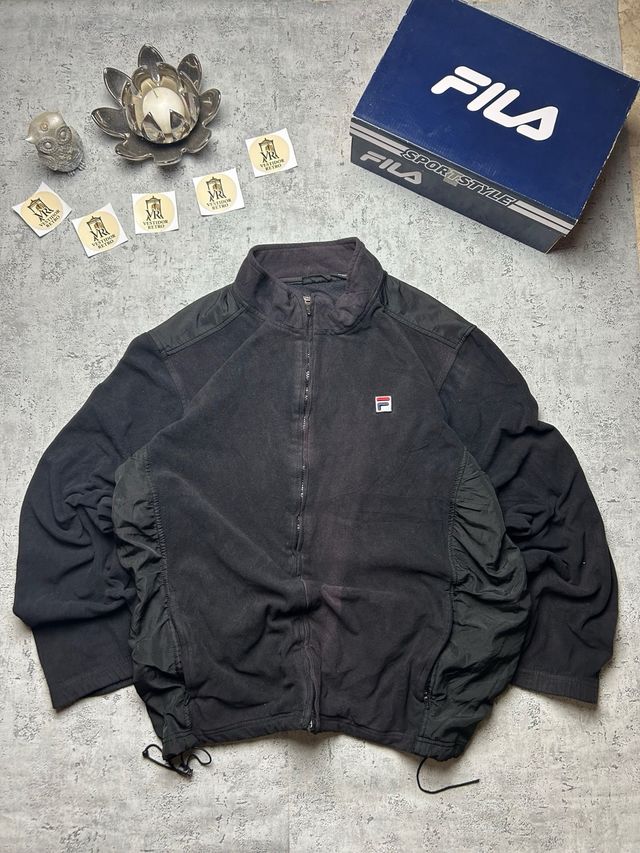 Fila Fleece Black Jacket Full-Zip Vintage Y2K