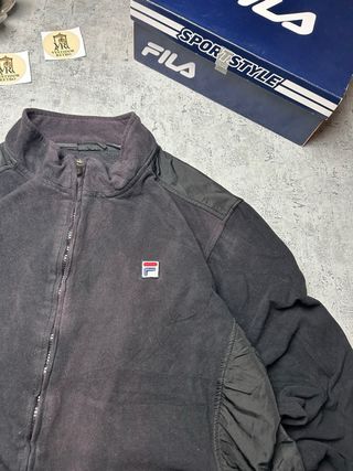 Fila Fleece Black Jacket Full-Zip Vintage Y2K