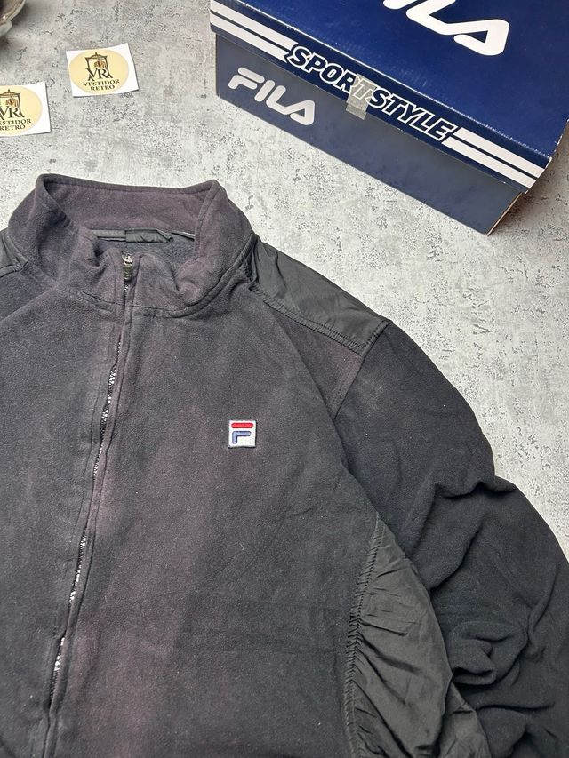 Fila Fleece Black Jacket Full-Zip Vintage Y2K